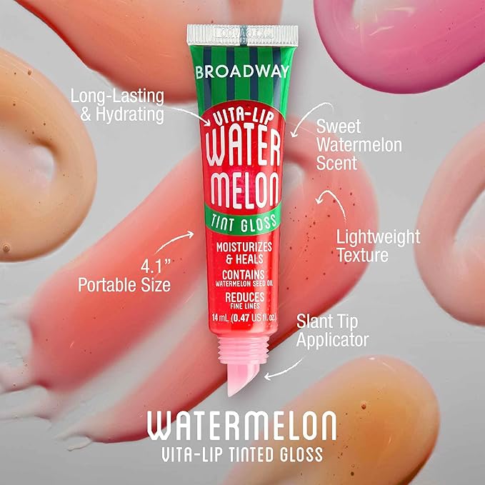 Ruby Kisses Broadway Vita-Lip Tinted Lip Gloss (6 Pack) Ultra-Hydrating, Nourishing, Soothing Formula with Vitamins, High-Shine Non-Sticky Lip Balm with Rosehip+Coconut Oil, Pink & Red Shades