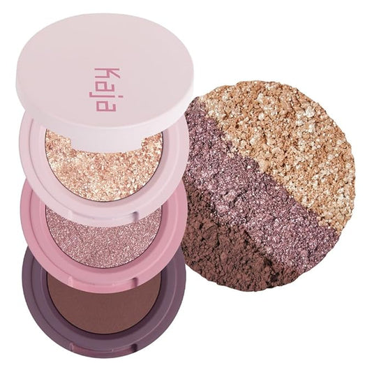 Kaja Eye Bento Collection - Bouncy Eyeshadow Trio | 17 Mauve Bouquet | Mauve Berry Tone | Vegan, Cruelty free