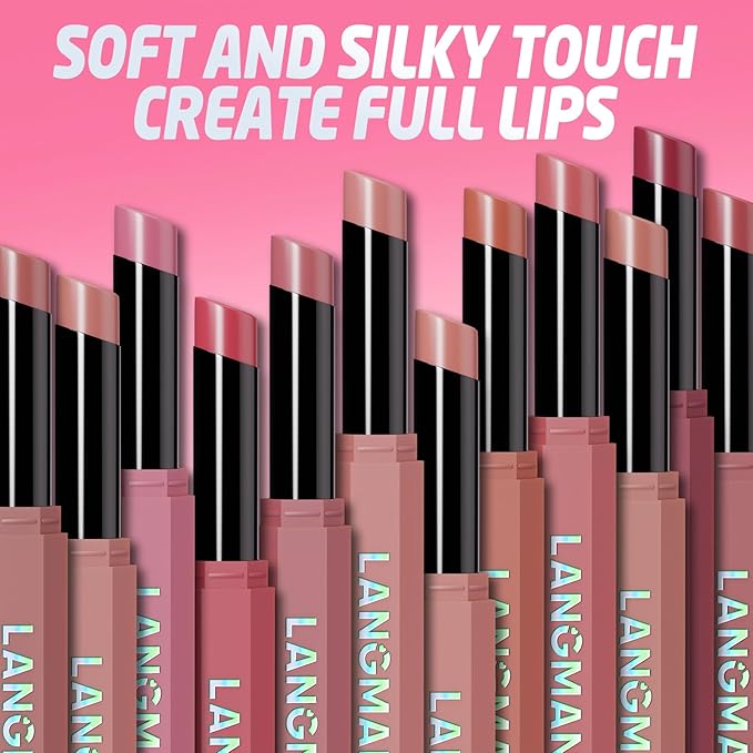 Jolilab 2Pcs Velvet Matte Lipstick Nude Matte Soft Dark Color Stick High Pigmented Long-Lasting Waterproof Lip Stick Lip Balm Beauty Cosmetics Gift for Women(#09+10)