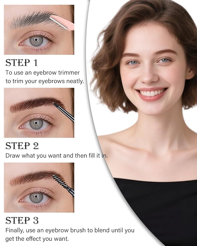 SUMEITANG Medium Brown Eye Brow Pencils for Women, 6Pcs Waterproof Eyebrow Pencil, 1.5mm Micro-Fine Tip & Spiral Brush with Brow Razors Perfect for Creating a Natural and Delicate Eyebrow Look Makeup