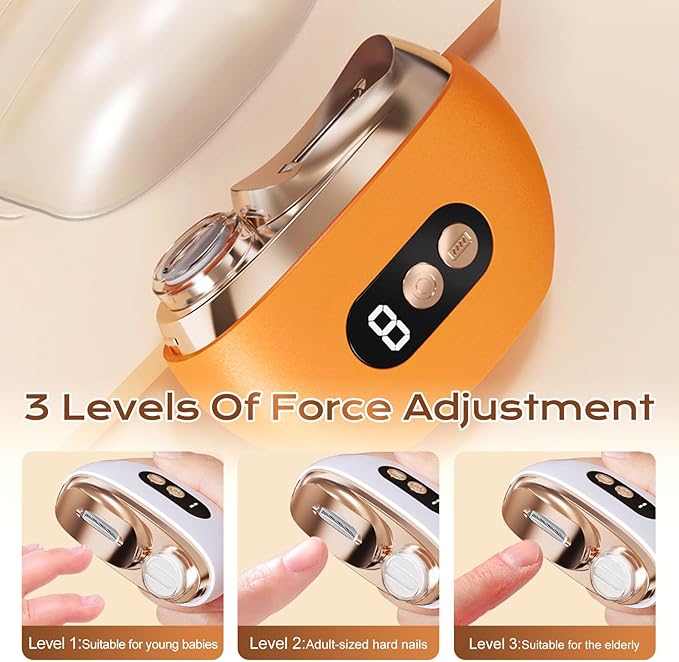 Multi-Functional Electric Nail Trimmer, 2025 Upgraded 2 in 1 Electric Polishing Automatic Nail Clippers, Electric Nail Clipper with 3 Speed Levels, Safe and Convenient Nail Trimmer (White)