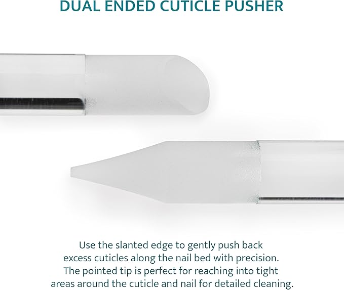 Glass Cuticle Pusher - Durable Crystal Glass Manicure Stick - Dual Ended Nail Cuticle Pusher - Professional Nail Care Must Have