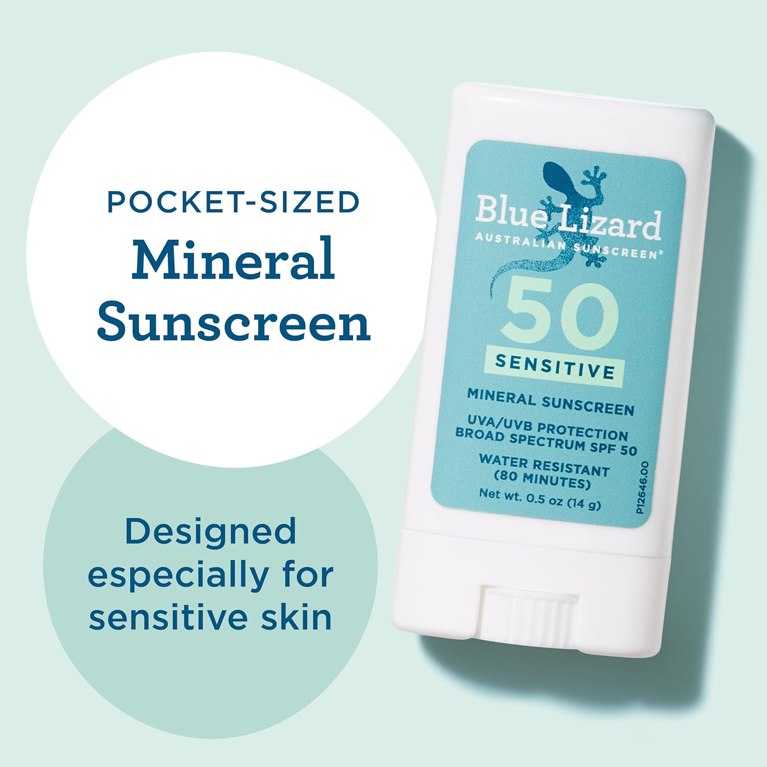 Sensitive Mineral Sunscreen Stick with Zinc Oxide, SPF 50+, Water Resistant, UVA UVB Protection Easy to Apply, Fragrance Free, 0.5 Oz