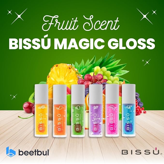 Bissú Magic Lip Gloss, 6 Fruity Scents, Moisturizing pH Reactive Gloss, with drop-shaped applicator and large size (06 Watermelon, 4 Grams)