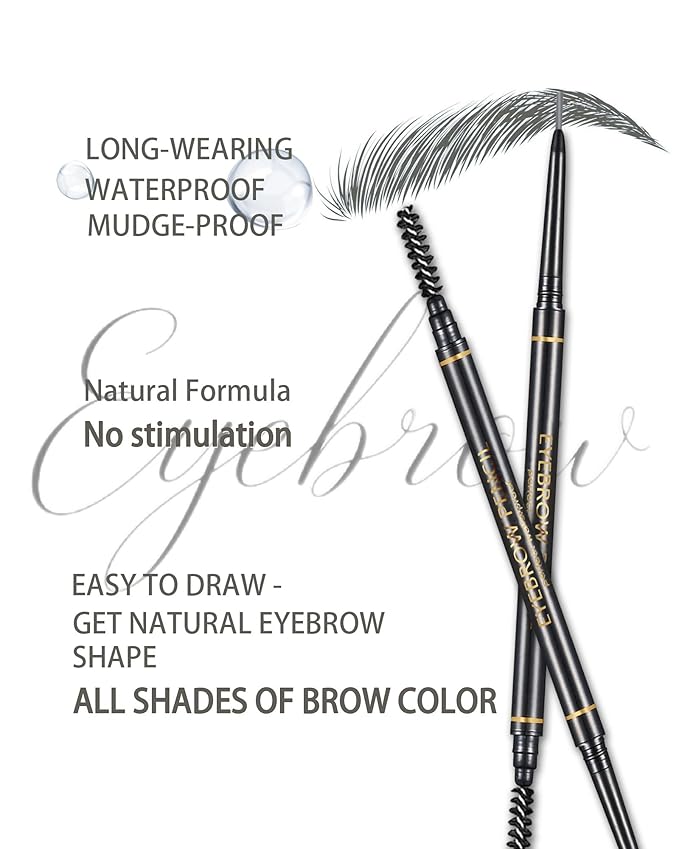 SUMEITANG Gray Eye Brow Pencils for Women, 6Pcs Waterproof Eyebrow Pencil, 1.5mm Micro-Fine Tip & Spiral Brush with Brow Razors Perfect for Creating a Natural and Delicate Eyebrow Look Makeup