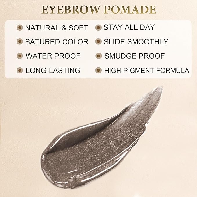LAVONE Eyebrow Stamp Pencil Kit - Brow Stamp Trio with Waterproof Eyebrow Pencil, Eyeliner, Pomade, Dual-ended Brush - Soft Coffee