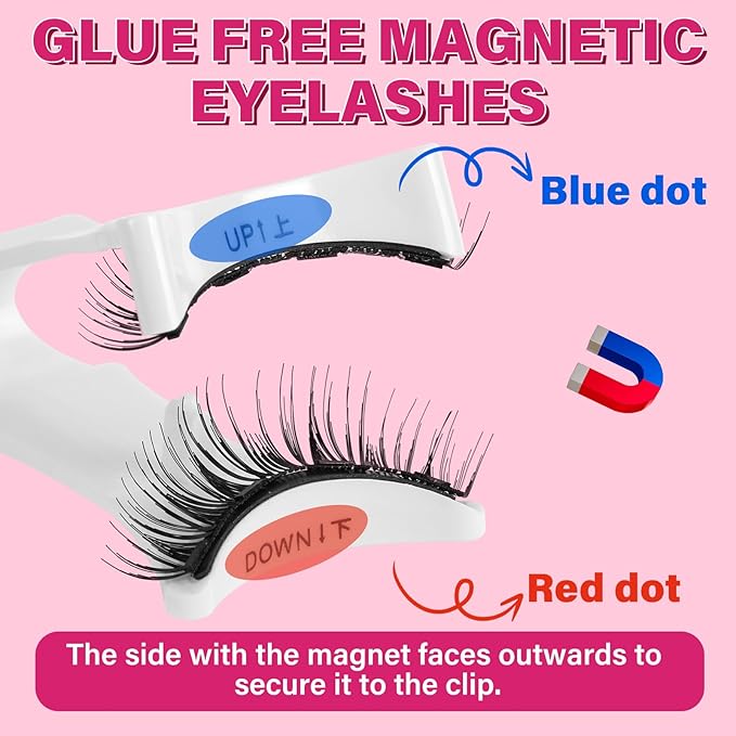Magnetic Eyelashes with Applicator Reusable Magnetic Lashes 2 Pair 4 Magnets No Glue Needed False Eyelashes Waterproof,Cruelty Free,Easy To Wear(2 pair,Fondness+Pride)