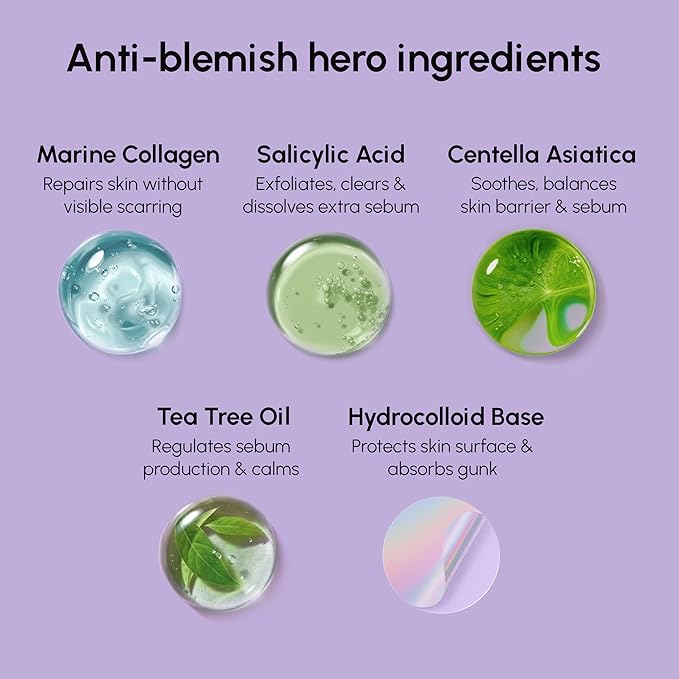 MAREE Star Pimple Patches for Face - Hydrocolloid Acne Patches w/Salicylic Acid, Tea Tree Oil & Centella - Cute Pimple Patches Stars - Teens Zit Patches Stickers - Parches Para Acne - 72 Blemish Dots