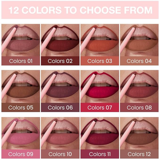 evpct Cherry Red Matte Creamy Retractable Lip Liner Pencils for Shaping & Sculpting Lips, Lip Pencils for Women Long Lasting Waterproof Rich Lip Colors Liner Crayon Lipstick delineador de labios 01