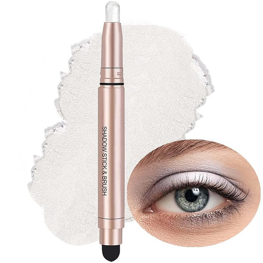 White Eyeshadow Stick Makeup, Waterproof Hypoallergenic Long Lasting Cream Eye Shadow Pencil, Highlighter Matte Crayon eyes liner, Glitter Primer Palette Shimmer Eyeliner Pen