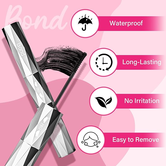 Lash Bond and Seal Waterproof Bond and Seal Cluster Lash Glue & Seal for Lash Clusters Aftercare Sealant Super Strong Hold Long Time（Black Bond & Sealer)