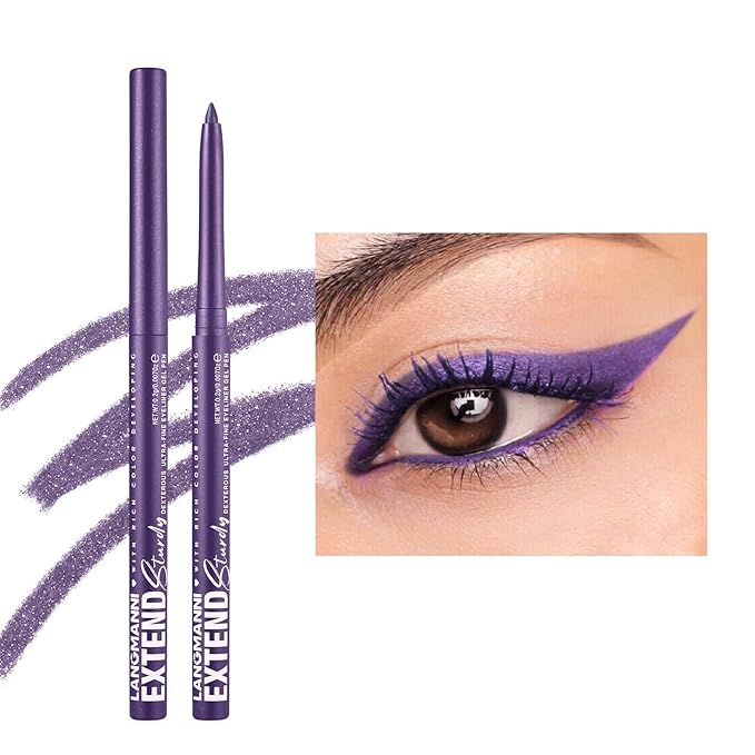 Purple Gel Eyeliner Purple Waterproof Glitter Eyeliner Pencil Water proof Long Lasting Smudge-proof Hypoallergenic #06