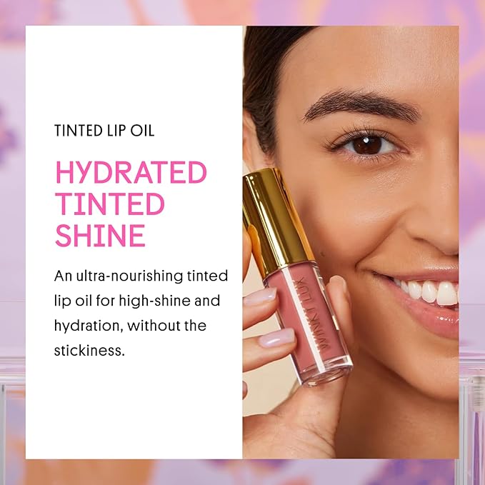 Winky Lux Peach Whisper Barely There Sheer Tinted Lip Oil - Hydrating Lip Gloss Tint, Peachy Pink Glossy Lip Balm, Juicy Non Sticky Long Lasting Formula, Infused with Jojoba Oil & Soft Vanilla Scent
