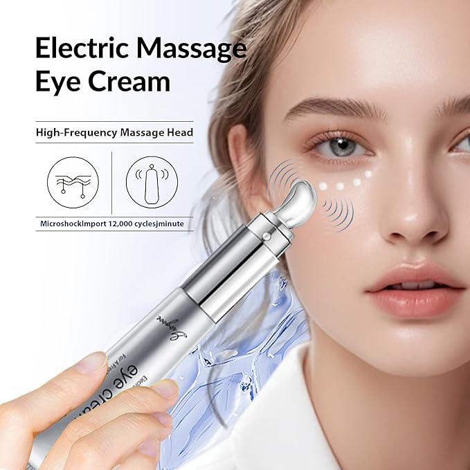 Multi-Peptide & Retinol Eye Cream,Electric Massage Eye Cream With Caffeine,Niacinamide,Vitamin C & for Dark Circles, Puffiness Puffy Bags & Wrinkles ，Anti-Aging Eye Cream for Fine Lines, 0.7 fl.oz