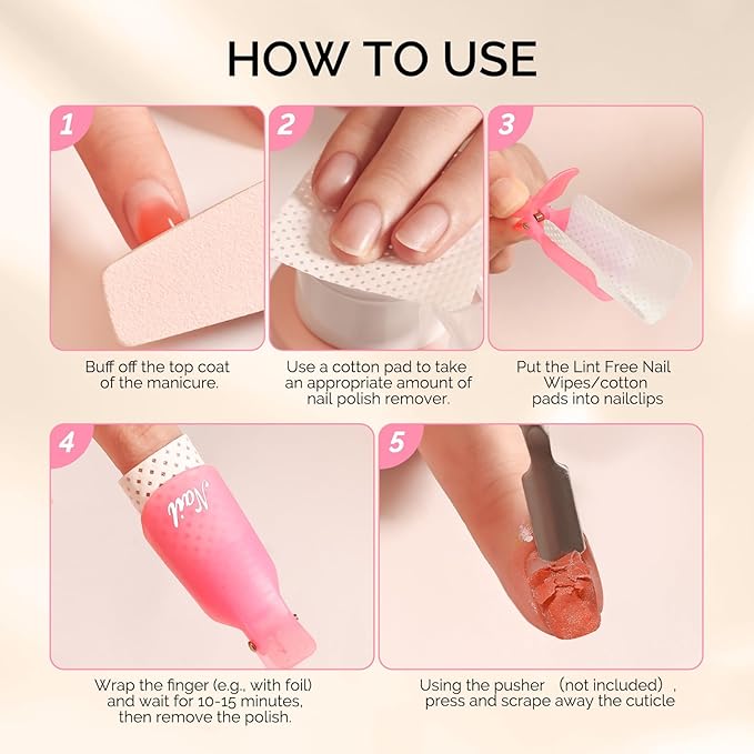 MelodySusie Nail Polish Remover Clips Nail Art Soak Off Cap Clip Plastic Acrylic UV Gel Polish Remover Wrap Tool Gel for Fingernail Removal Soak Off Clips Wrap Cleaner Cap Clip (Pink+Purple 20Pcs)