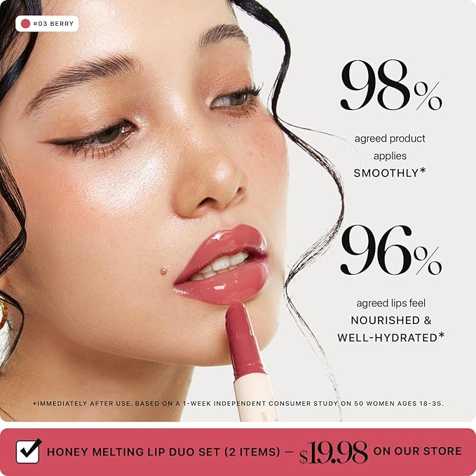 Nature Republic HONEY MELTING LIP (03 BERRY) SOFT LIP STICK, Hydrating Gloss, Moisturizing balms, Sheer tint, Shine & Glowy Finish, korean make up, Stocking Stuffers
