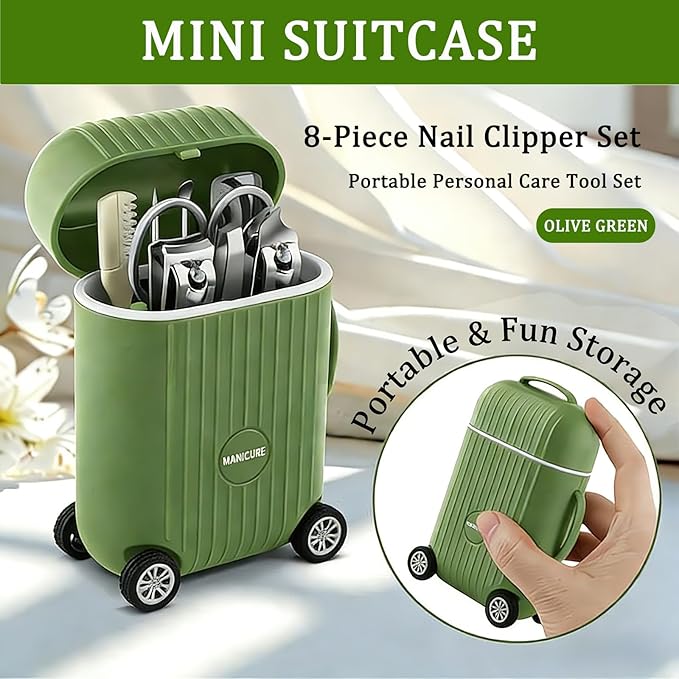 Nail Clippers, Men Women Personal Manicure Kit, Finger and Toe Nail Clippers Kit, Professional Manicure Pedicure Kit With Travel Case, Rollable Wheels, Nail Clippers Set Present for Men Women