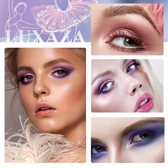 6PCS Cream Eyeshadow Stick Makeup Sets, Metallic And Matte Shimmer Eye Shadow, Eye Brightener Stick Pencil Crayon Make up Set - Purple Pink