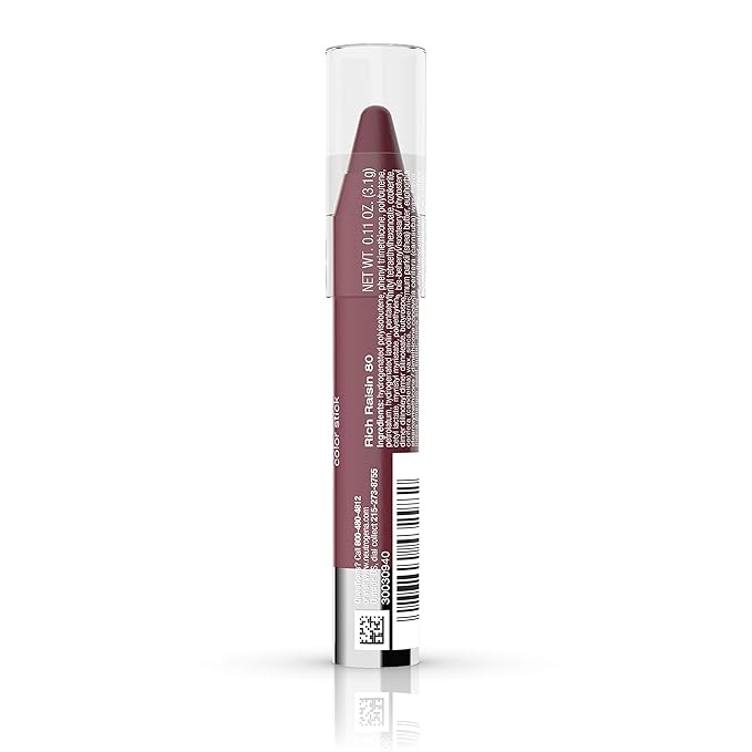 Neutrogena MoistureSmooth Color Stick for Lips, Moisturizing and Conditioning Lipstick with a Balm-Like Formula, Nourishing Shea Butter and Fruit Extracts, 80 Rich Raisin,.011 oz