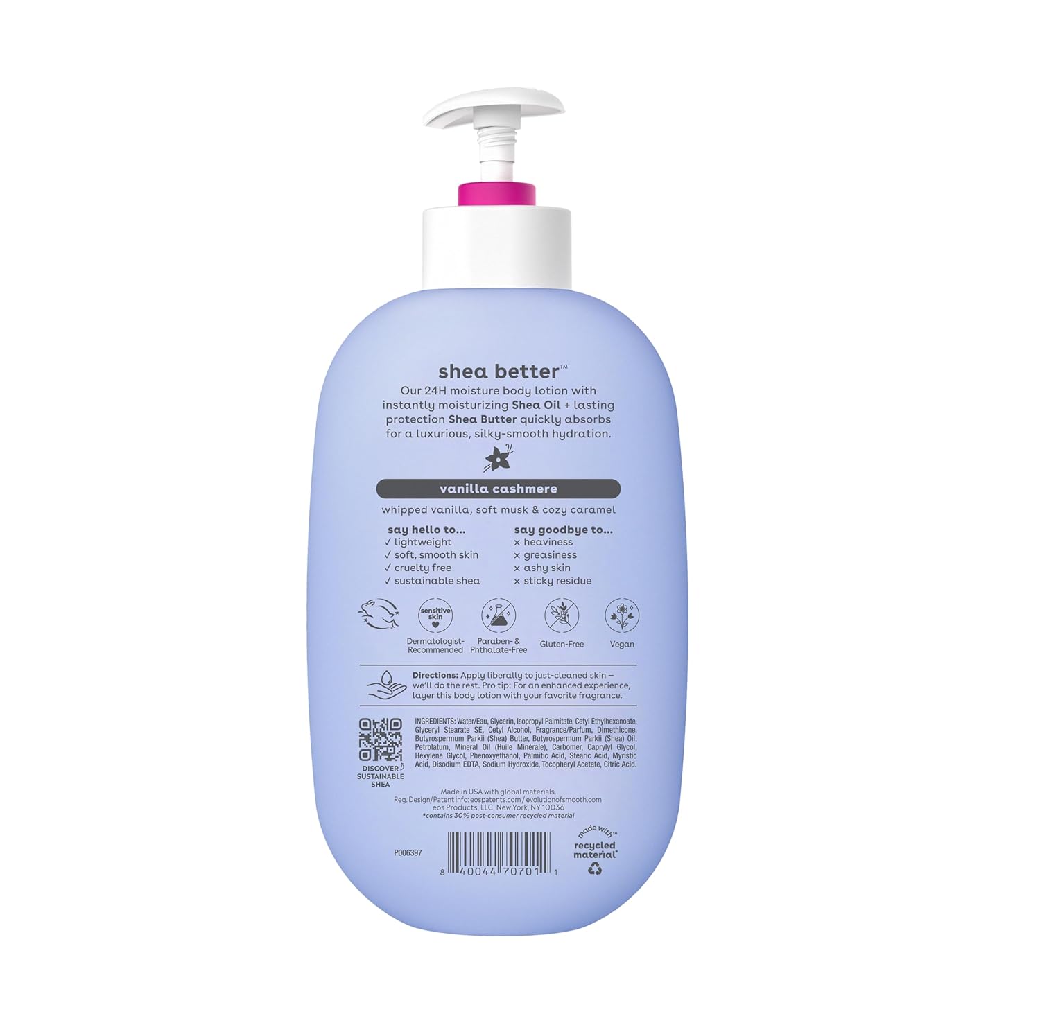 Shea Better Body Lotion Vanilla Cashmere, 24-Hour Moisture Skin Care, Lightweight & Non-Greasy, Natural Shea, Vegan, Vanilla Body Lotion, 16 Fl Oz