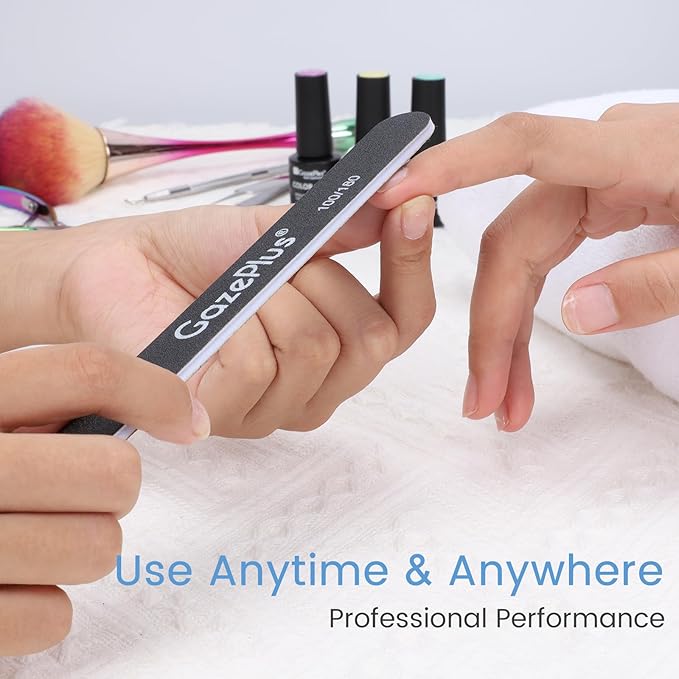 Nail Files, 24 PCS Fingernail Files 7" Long 100/180 Grit Emery Boards for Nails Professional Nail File Bulk Washable Suitable for Both Acrylic and Natural Nails Black