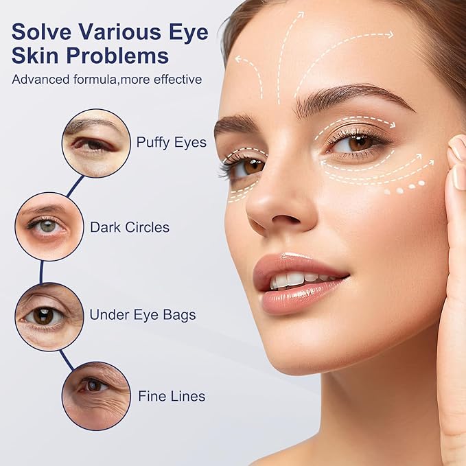 Multi-Peptide & Retinol Eye Cream,Electric Massage Eye Cream With Caffeine,Niacinamide,Vitamin C & for Dark Circles, Puffiness Puffy Bags & Wrinkles ，Anti-Aging Eye Cream for Fine Lines, 0.7 fl.oz