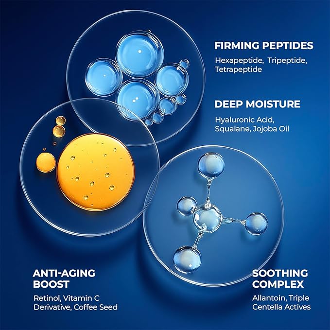 6 in 1 Face Cream for Men: Anti-Aging Mens Moisturizer - Firming Peptide & Hyaluronic Acid & Squalane - Wrinkles Cream Crepy Skin Eye Bag Treatment 2PCS