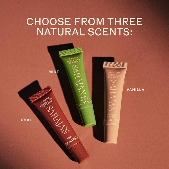 Sahajan Lip Karma Chai | Nourishing Lip Balm with Argan Oil, Castor Oil, Vitamin E | Clean Ayurvedic Hydrating Lip Balm | Softens, Smooths, Soothes Chapped Dry Lips, Lasting Moisture | 0.4 fl oz