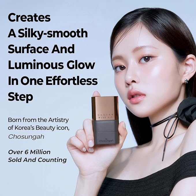 Mega Fit Master Glow Stick Foundation with Brush, 120H Long Lasting Radiant Coverage, All-in-One Stick for Easy Application, K-Beauty, Shade 21, 0.56oz (01N Beige)