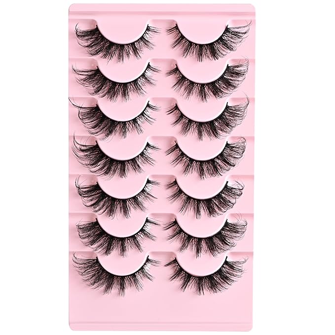 FARRED Cat Eye Lashes Natural Fox Eyelashes D Curl Wispy False Lash Strips Volume Cateye Fake Eyelash Medium Length Russian Strip Lashes Natural Look Full Pestañas Sets for MUA and Beginners Makeup