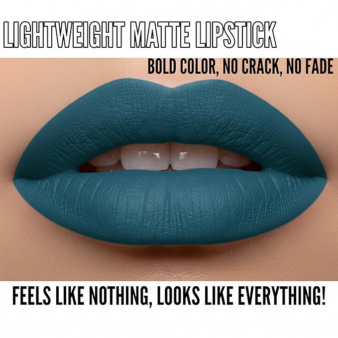 Mynena Deep Teal Green Matte Liquid Lipstick | Long-Lasting Comfort | Smudge-Proof Transfer-Resistant | Full Coverage Non-Drying | Vegan & Cruelty-Free | All-Day Wear Lip Color | Ivy
