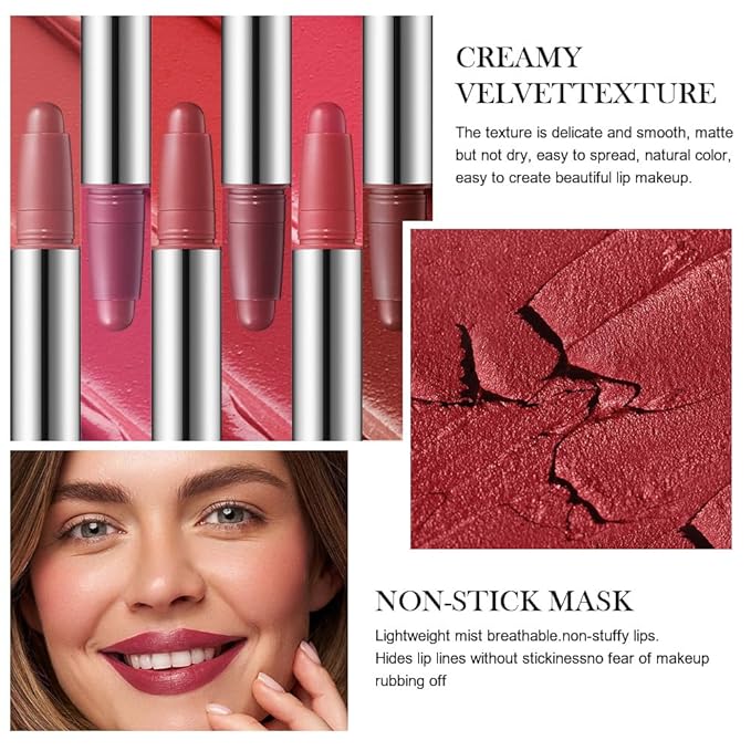 Maroon Matte Lipstick Crayon - High Pigment Creamy Formula, Waterproof Long Lasting, Smooth Glide Application, Non-Sticklipstick, Ultra Thin Lightweight, Velvet Matte Lip Feel for Women 06#