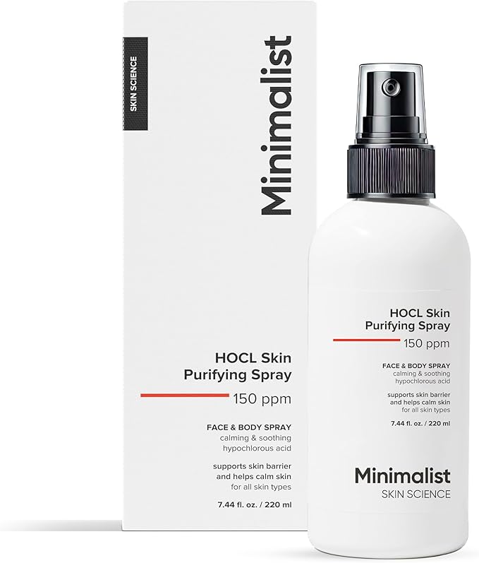 Minimalist Hypochlorous Acid Face & Body Spray for Acne, Eczema & Redness Relief | Soothes & Purifies Skin Post-Workout | Antimicrobial, Reduces Irritation | Gentle HOCl Formula for All | 7.44 fl oz