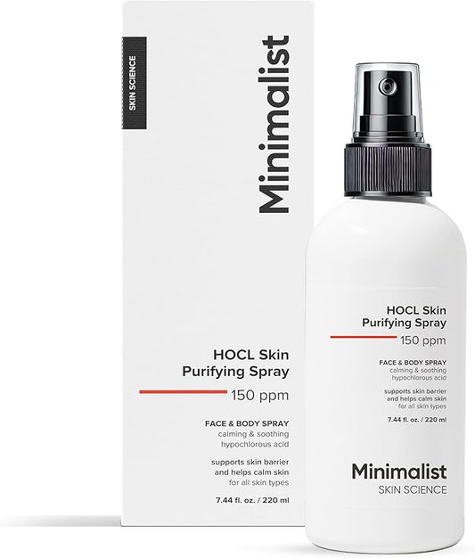 Minimalist Hypochlorous Acid Face & Body Spray for Acne, Eczema & Redness Relief | Soothes & Purifies Skin Post-Workout | Antimicrobial, Reduces Irritation | Gentle HOCl Formula for All | 7.44 fl oz