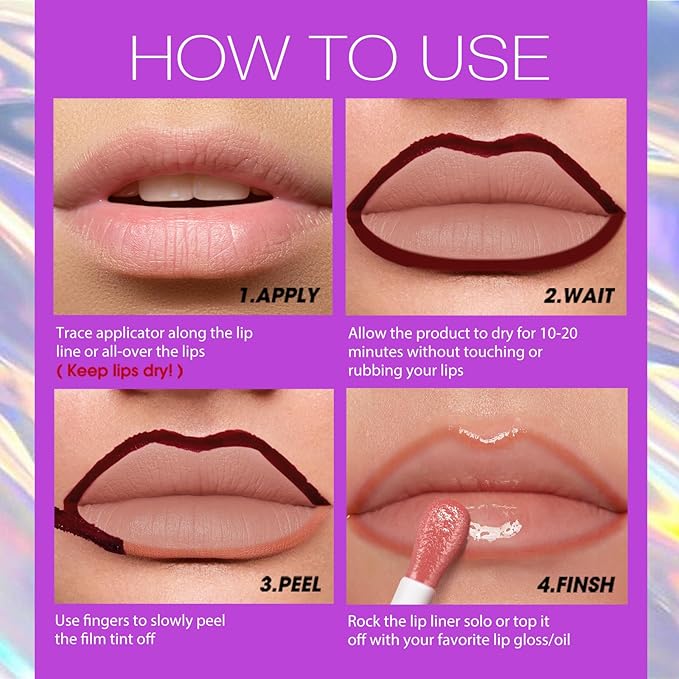 LANGMANNI 2Pcs Peel Off Lip Liner Set,Lip Stain Peel Off,Long-Lasting Waterproof & Smudge-Proof Matte Lip Liners With Ergonomic Handle & Precision Brush,Makeup Gift for Girls (#5+6)