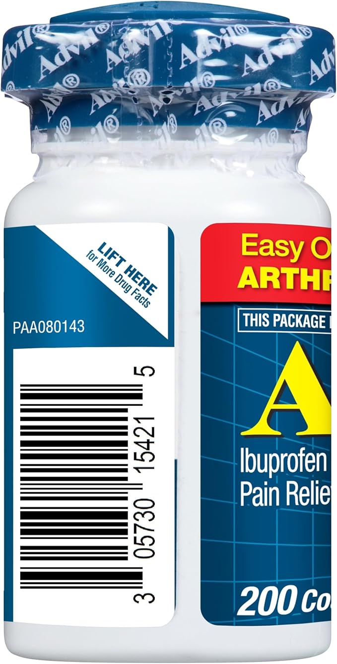 Advil Pain Reliever and Fever Reducer, Pain Relief Medicine with Ibuprofen 200mg for Joint Pain, Muscle Ache and Minor Arthritis Pain Relief - 200 Coated Tablets with Easy Open Arthritis Cap