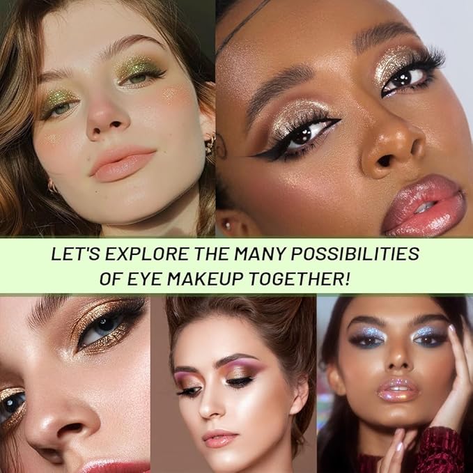Sparkly Eyeshadow Palette for Women, Single Monochrome Eye Shadow Makeup, Shiny Pressed Cream Powder, Blendable Natural sombras para ojos, Holographic,Vegan,Travel (02-Glitter-Green)