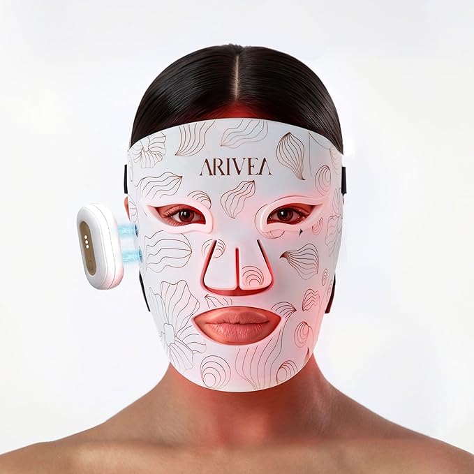 Red Light Therapy Mask for Face – Infrared Wireless LED Face Mask with 3 Modes, Portable Cordless Anti-Aging Light Therapy for Wrinkle Reduction, Acne Care & at-Home Skin (White)