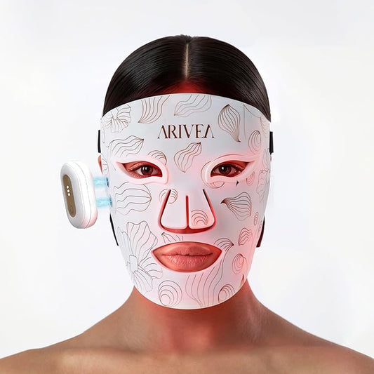 Red Light Therapy Mask for Face – Infrared Wireless LED Face Mask with 3 Modes, Portable Cordless Anti-Aging Light Therapy for Wrinkle Reduction, Acne Care & at-Home Skin (White)
