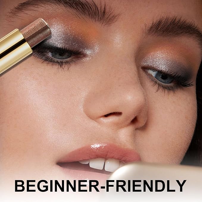 Boobeen Waterproof Eyeshadow Stick, 2-Color Shimmer Eye Makeup, All Day Wear, Silky Smooth & Beginner-Friendly Eye Shadow