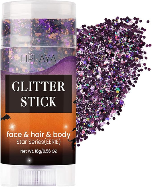 Body Glitter Stick, Face Glitter Body Gel Sequins, Mermaid Glitter Stick Shine Hair Eyeshadow Face Body Glitter Concerts Music Festivals Christmas Halloween Party Looks Sparkle Shimmer Makeup (Purple)