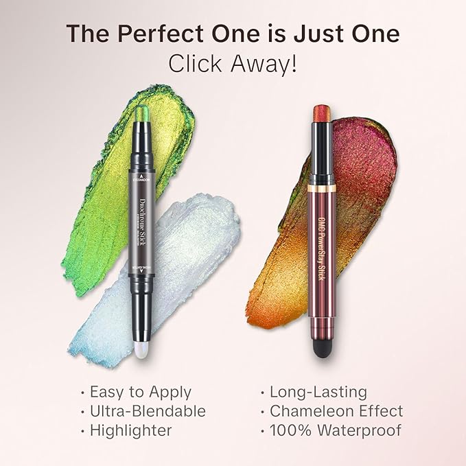 CHARMACY Multichrome 2 in 1 Cream Eyeshadow Stick, Waterproof Eye Brightener Highlighter Stick Makeup, High Pigmented, Smudge-Proof, Vegan & Cruelty-Free (#902)