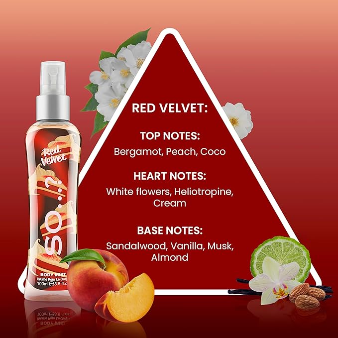 Red Velvet Body Mist by So…? for Women - 3.5 oz Body Mist - Pack of 2