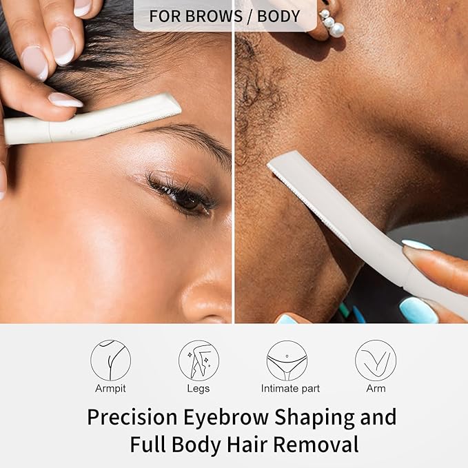 Dermaplane Razor, Face Razors for Women, Dermaplaning Tool with Microblades for Face, Gentle Facial Exfoliation, Peach Fuzz Removal and Eyebrow Shaping, Skin Care Tool for Smoother Skin, Cream