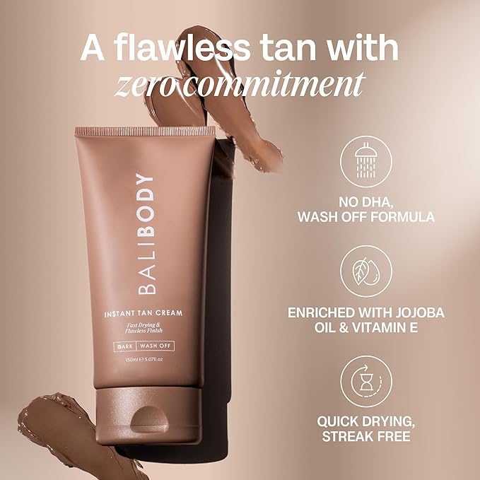 Bali Body Instant Tan Cream | Fast-Drying, Minimal Transfer | Suitable for All Skin Types, Including Sensitive Skin (150 ml/5.07 fl oz)