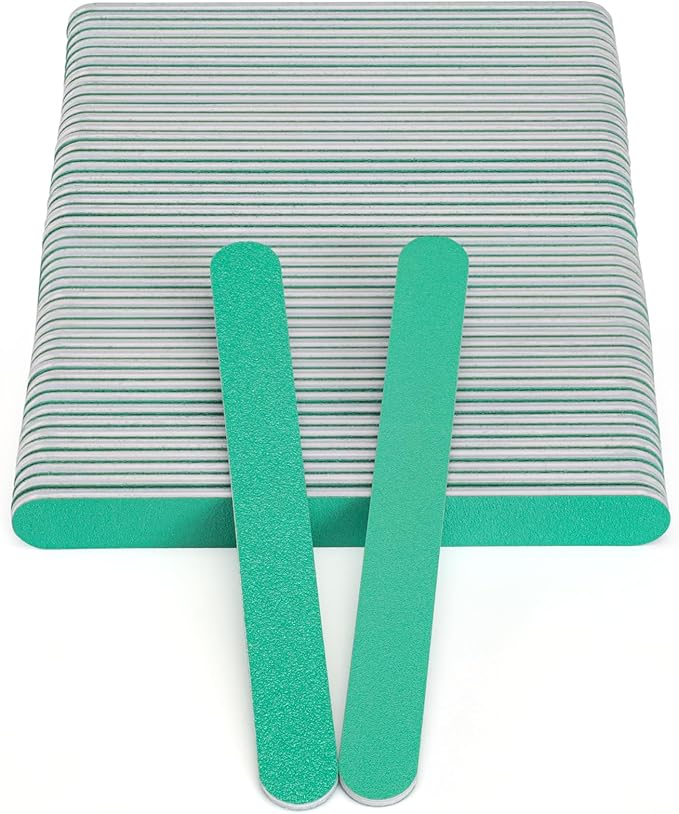 GazePlus Nail File, 50 PCS Fingernail Files 7" Long 100/180 Grit Emery Boards for Nails - Professional Nail Files Washable for Acrylic, Gel, Dip Powder, and Poly Gel Nail - Medium/Fine