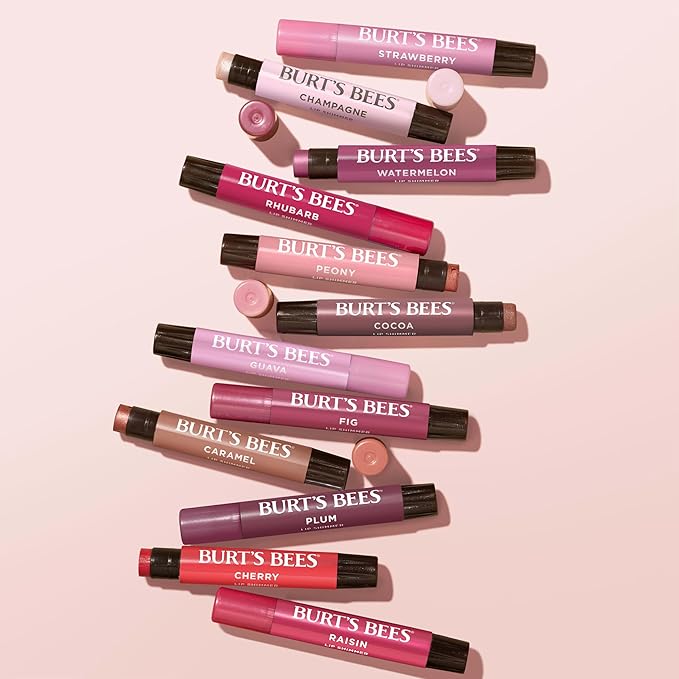 Burt's Bees Shimmer Lip Tint Set, Tinted Lip Balm Stick, Moisturizing for All Day Hydration with Natural Origin Glowy Pigmented Finish & Buildable Color, Raisin (1-Pack)