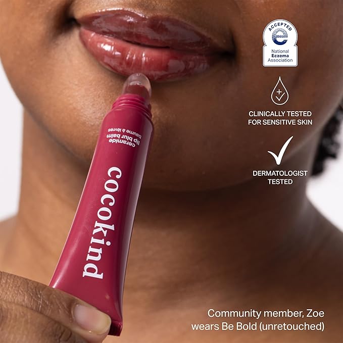Cocokind Ceramide Lip Blur Balm, Be Bold - Burgundy Hydrating Lip Balm with Ceramides & Peptides, Made for Sensitive Skin & Lips, Unflavored & Fragrance-Free - 3 pack