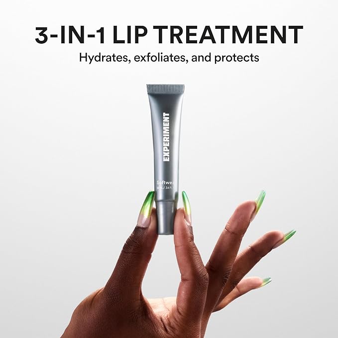 Experiment Softwear Smoothing Lip Treatment Balm - 24hr Hydration with Squalane, Glycerin, & Pomegranate Sterols - Intensive Moisture & Repair for Extra Dry, Flaky Lips - Vegan Lip Balm, .34 FL OZ