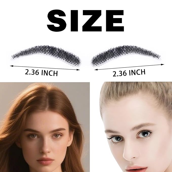 Fake Eyebrows, False EyeBrows 100% Handmade Full Lace Re-Usable Natural Invisible Realistic False Eyebrow Extensions for Man and Women, One Pair (Style 8)